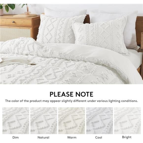 Boho Duvet Cover Queen Size Breathable Tufted Duvet Cover Set for All - Picture 6 of 7